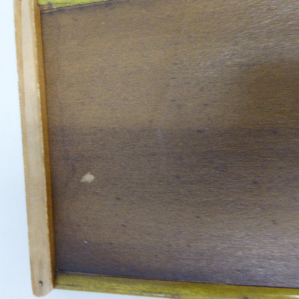 TRAY mid century MCM REVERSE GLASS PAINTED orange Mexico wood vintage - Picture 9 of 12